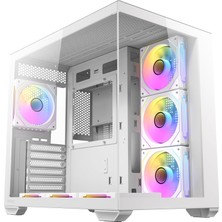Antec Cx Mirror Mini Kule Bilgisayar Kasası, 270° Panoramik Tam Görünüm Temperli Cam, 7X120MM Argb Fan Dahil, Çift Kamera Tasarımı, 360MM Radyatör Desteği, Type-C 3.2 Gen 1, LED Kontrol Düğmesi, Beyaz