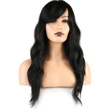 Kaia Life Daalı Perçemli Fiber Sen Orta Boy Peruk / Siyah