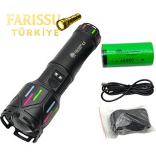 farissu GK-G30 Çantalı El Fenergold Ka Ma GK-G30 15000 Lümen Şarj Edilebilir Uzun Menzilli Lazer El Feneri