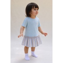 Little Gusto Bambu Kısa Kollu Takma Etekli Elbise Mavi