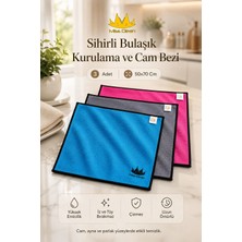 Missclean Premium Cam Bezi Mikrofiber 50*70 cm Kurulama Gerektirmez 3 Parça Düz Desenli