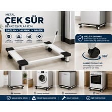 Semacan Metal Metal Çeksür Çamaşır Makinesi ve Buzdolabı Altlığı Tekerlekli Stand