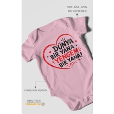 Morivo Kids Dünya Bir Yana Yengem Bir Yana Kısa Kollu Bebek Body %100 Pamuk