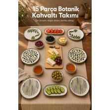 Vienev 15 Parça Bambu Sunumluklu Botanik Kahvaltı Takımı Seti