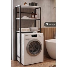 Vienev 3 Katlı Çamaşır Makinesi Üstü Raf Siyah-Beyaz | Banyo Düzenleyici Çok Amaçlı Deterjan ve Havlu Rafı