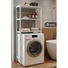 Vienev 3 Katlı Çamaşır Makinesi Üstü Raf Beyaz-Beyaz | Banyo Düzenleyici Çok Amaçlı Deterjan ve Havlu Rafı