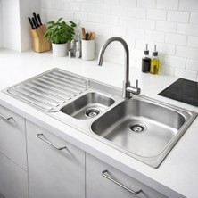 Teka Princess 60 B 1.5 Gözlü Paslanmaz Çelik Evye Sağ Damlalık Mutfak Tezgahı İçin 1000 x 500 mm