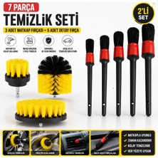 Rekotools"8 Parça Profesyonel Araç ve Ev Temizlik Seti Matkap Uyumlu Temizlik Fırçası+5'li Detay Fırça Seti Jant, Banyo, Mutfak, Oto Iç Temizlik"