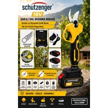 SCHUTZENGER 1040QS Şarjlı Dal Budama Bağ Makası Çift Bataya 30MM Teleskopik Kollara Uyumludur Sarı Alman 5 Pili