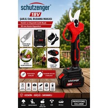 SCHUTZENGER 4021QS Şarjlı Dal Budama Makası 2 Bataryalı 30MM Teleskopik Kollara Uyumludur Kırmızı Germany