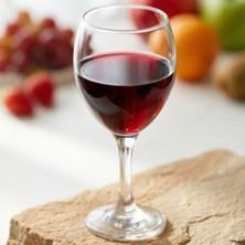 Lav Misket Cam Kırmızı Şarap Kadehi 6'lı 260 ml Ayaklı (Meşrubat Bardağı)