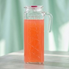Lav Line Cam Sürahi Tekli 1,2 L Kulplu Pembe Plastik Kapaklı