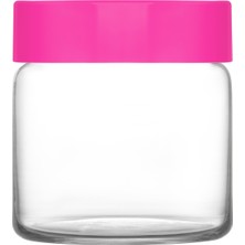 Lav Novo Cam Kavanoz 3'lü Orta Boy 635 ml Pembe Plastik Kapaklı (Erzak Saklama Kavanozu )