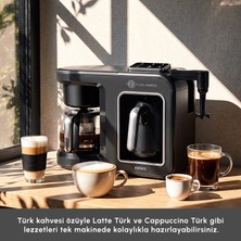 Karaca Hatır Plus Barista 6 In 1 Latte Cappucino ve Közde Türk Kahvesi Makinesi Black Silver