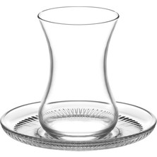Lav Buket Cam Çay Seti 6 Kişilik 135 ml (6 Çay Bardağı, 6 Çay Tabağı)