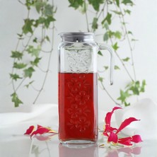 Lav Bloom Cam Sürahi Tekli 1,2 L Kulplu Pembe Plastik Kapaklı