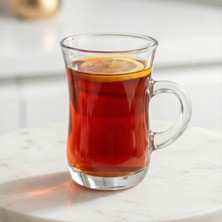 Lav Yudum Cam Kulplu Çay Bardağı 6 Kişilik 95 ml Kulplu