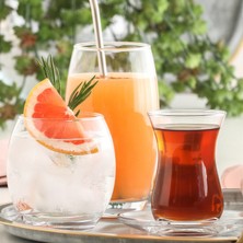 Lav Bade Cam Çeyiz Seti 24'lü (6 Çay Bardağı, 6 Çay Tabağı, 6 Meşrubat Bardağı, 6 Su Bardağı)