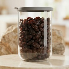 Lav Duo Cam Saklama Kabı 2'li Büyük Boy 1000 ml Gri Plastik Kapaklı