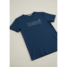 Mavi Mavi Logo Baskılı Lacivert Tişört Erkek Kısa Kol Pamuklu Klasik Fit