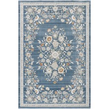 Cool Halı Floor Mavi Çiçek Desenli Vintage Salon Oturma Odası Mutfak Balkon Dört Mevsim Pati Dostu Halı