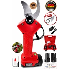 SCHUTZENGER Pro8 Çift Akülü Şarjlı Dal Budama Bağ Makası Yedek Bıçaklı Çelik Germany Kırmızı C46