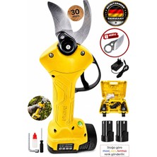 SCHUTZENGER Pro9 Şarjlı 2 Batarya Dal Budama Bağ Makası 30MM Yedek Baçaklı C47 Alman Sarı Profesyonel