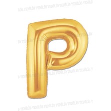 Yenilig P Harfi Altın Sarısı Folyo Harf Balon 1 Metre Helyum ve Hava ile Şişirilebilir