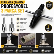 Rekotools-3 Parça Kırık Vida Çıkarma ve Boru Içi Diş Açma Seti | Profesyonel El Aleti