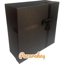 Empressco Şık Siyah Hediye Kutusu, Kurdeleli, 30X30X12 Cm, Damat Bohçası