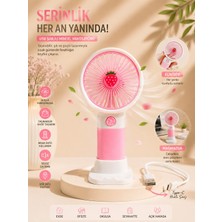 Mini Vantilatör USB Şarjlı -3 Kademeli Üfleme ( Pembe )