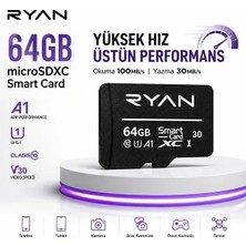 Ryan 64GB Micro Sd Hafıza Kartı U3 V30 A1 Sdxc 4K Video Destekli Yüksek Hızlı Telefon Kamera Drone Hafıza Kartı