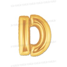 Yenilig D Harfi Altın Sarısı Folyo Harf Balon 1 Metre Helyum Uyumlu Parti Süsü Doğum Günü Harfi