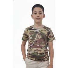 Nazlyna Multicam Desenli Unisex Çocuk Outdoor Askeri Tişört