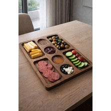Empressco Masif Ahşap Bölmeli Kahvaltı ve Sunum Tepsisi 34X28 cm