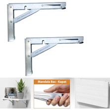 Mr.Bracket 30CM Çinko 1-Takım - Mandallı Katlanabilir Masa Konsolu - Açılır Kapanır Duvara Monte Katlanır L Raf Masa Ayağı