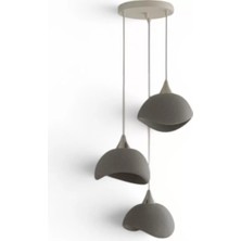 P Parla Beton Görünümlü Iskandinav Tarzı Salon Oturma Odası 3'lü Avize 32 x 70 cm Gri
