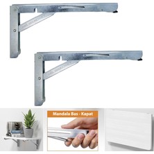 Mr.Bracket 40CM Çinko 1-Takım - Mandallı Katlanabilir Masa Konsolu - Açılır Kapanır Duvara Monte Katlanır L Raf Masa Ayağı