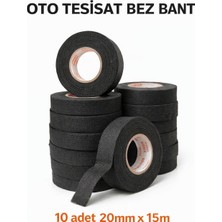 Trm 10'lu Paket Oto Tesisat Tipi Yanmaz Tüylü Bez Kablo Bant 19MM x 15M Siyah, Alev Geciktirici