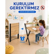 Ayz Katlanır Çalışma Masası Raflı Laptop Masası Bilgisayar Masası Küçük Çalışma Masası Çocuk Öğrenci Ders Masası Dobo Siyah Çam