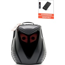 Jarmend Baykuş LED Gözlü Motosiklet Akıllı Sırt Çantası – Powerbank Hediyeli