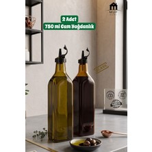 Muf Home Damlatmaz Cam Yağdanlık Seti 2'li 750 ml - Sirkelik Bpa Içermez Kolay Açılır Kapaklı Organik Yeşil Renk - 2 Adet