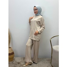 JOOQSTORE Taş Işlemeli Ikili Takım Tesettür Tunik Pantolon Takım