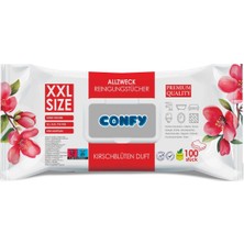Confy Yüzey Temizlik Havlusu Mendili Kiraz Çiçeği Kokulu Xxl 100’LÜ (100 Yaprak) Çok Amaçlı Temizleme