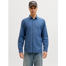 Jack & Jones Jjesummer Lınen Blend Shırt L/s Sn Navy Blazer