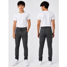Dıgıl Kids Ribana Bel Kanvas  Lise Boy Okul Pantalonu Likralı Unisex