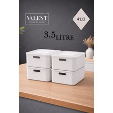 Valent Nero 3.5 Lt 4'lü Çok Amaçlı Kapaklı Organizer Kutu Makyaj Banyo Mutfak Oyuncak Düzenleyici