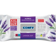 Confy Yüzey Temizlik Havlusu Mendili Lavanta Kokulu Xxl 100’LÜ (100 Yaprak) Çok Amaçlı Temizleme