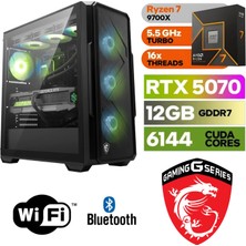 MSI Şafak-Gaming Pc Amd Ryzen 7 9700X 16GB Ddr5 Ram Rtx 5070 12GB 1tb M.2 SSD (5000/4000) 240MM Sıvı Soğutma Win 11 Pro Wi-Fi Masaüstü Oyuncu Bilgisayarı