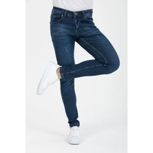 OneZero Erkek Mavi Tırnaklı Skinny Fit Jeans